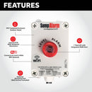 Sump Alarm Wifi Water Sensor, Wireless Sump Pump Alarm with Sludgeboss Float Switch for Indoor Outdoor Use, Weatherproof Water Detector Alarm with Free Email Alert, Audible Alarm & Server-Side Backup - Sump Alarm