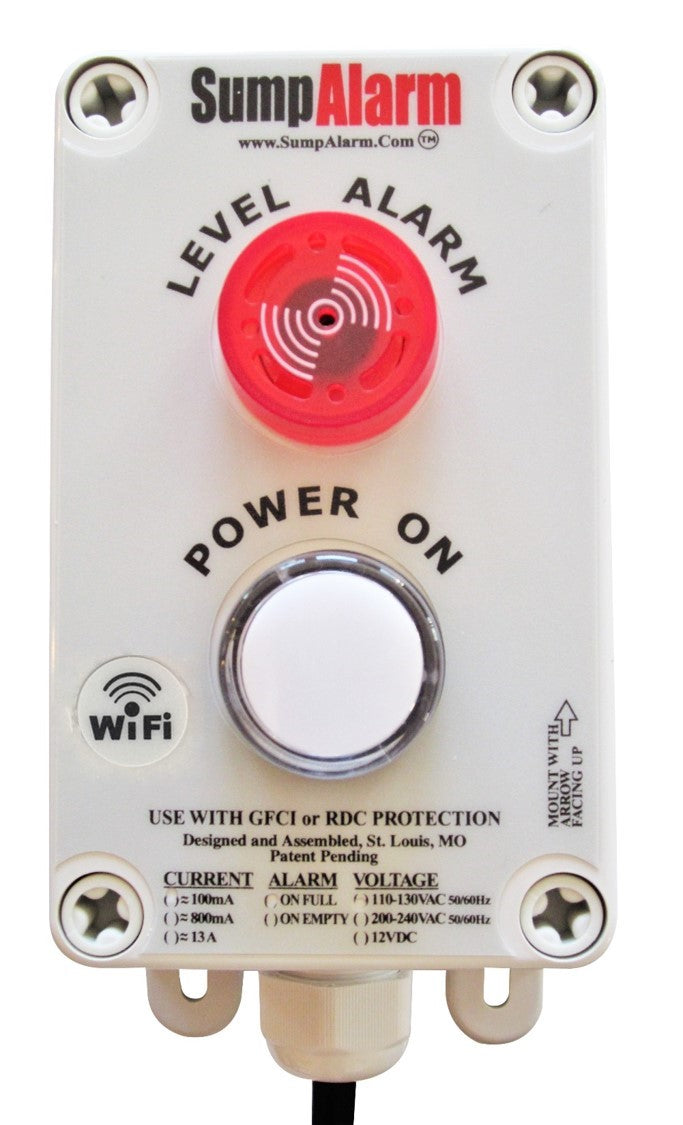 Sump Alarm "2L" WiFi Enabled In/Outdoor Low Water Alarm With Power Light and Conductivity Probes - Sump Alarm