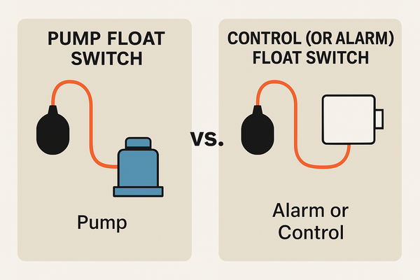 What’s the difference between a “pump” float switch and a “control” (or alarm) float switch?