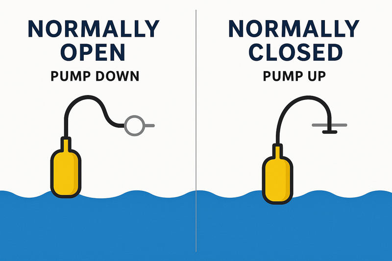 Open Float Switch What does “normally open” vs “normally closed” mean for float switches