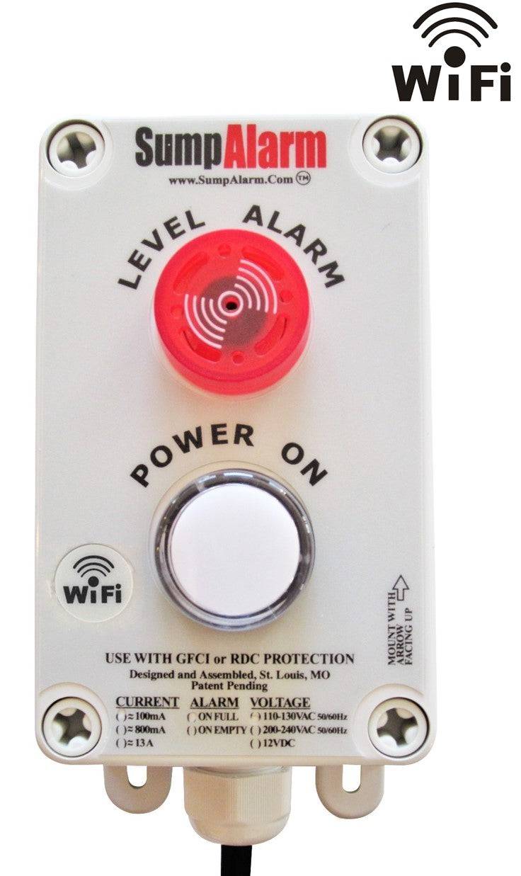 Sump Alarm Wifi Water Sensor, Wireless Sump Pump Alarm with Float Switch and Power Indicator Light for Indoor Outdoor Use, Weatherproof Water Detector Alarm with Free Email Alert, Audible Alarm and Server-Side Backup - Sump Alarm