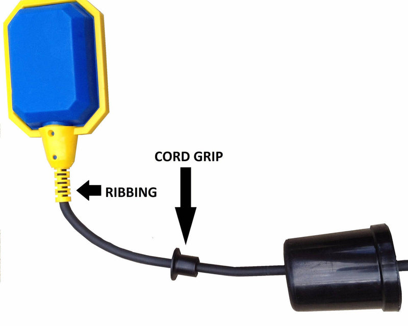 Float Switch for Sump Pump - Water Level Sensor with Honeywell Microswitch and Adjustable Tether Length for Ground Water Bilge Pump and Water Tank – Non-Corrosive PP Casing, Rated to 13 Amps - Sump Alarm