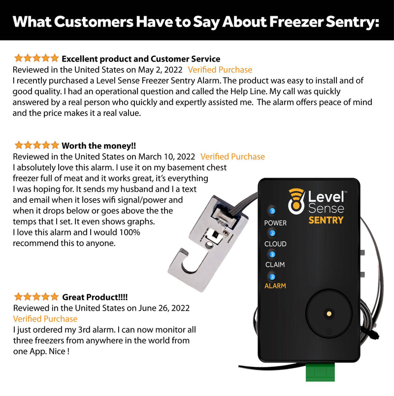 Wifi Freezer Alarm and Refrigerator Temperature Monitor – Wireless Hygrometer Freezer Thermometer with Sensor, Audible Siren and App Supported Notifications for Android and iOS Devices - Sump Alarm