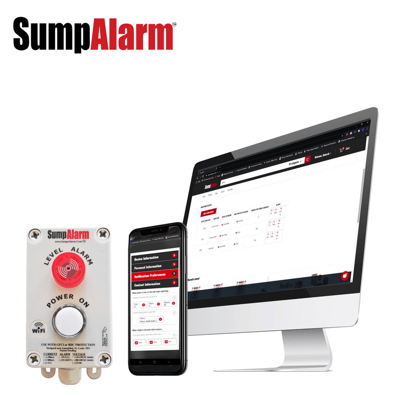 Sump Alarm Wifi Water Sensor, Wireless Sump Pump Alarm with Float Switch and Power Indicator Light for Indoor Outdoor Use, Weatherproof Water Detector Alarm with Free Email Alert, Audible Alarm and Server-Side Backup - Sump Alarm